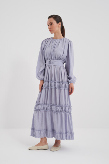 Ruffle Detailed Pleated Dress