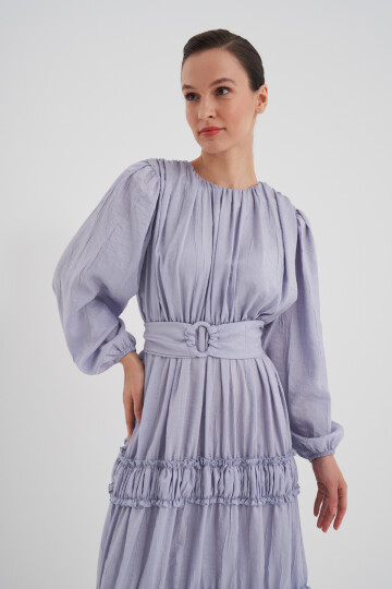 Ruffle Detailed Pleated Dress