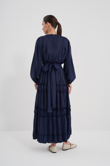 Ruffle Detailed Pleated Dress