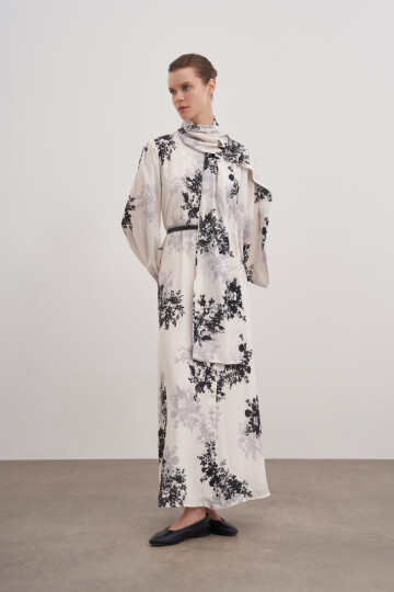 Shawl Collar Patterned Dress