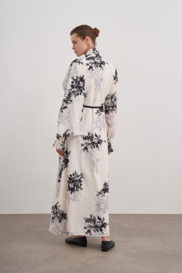 Shawl Collar Patterned Dress