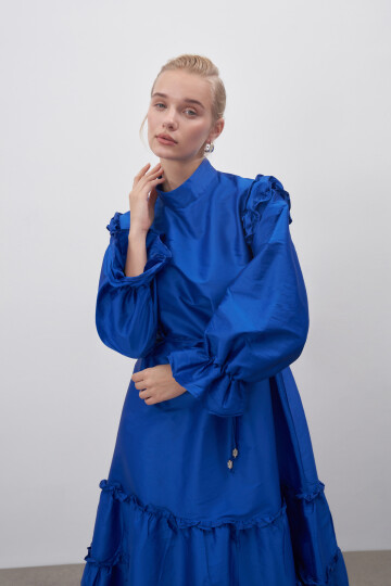 Ruffle Detailed Taffeta Dress