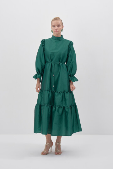 Ruffle Detailed Taffeta Dress