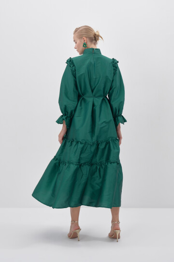 Ruffle Detailed Taffeta Dress