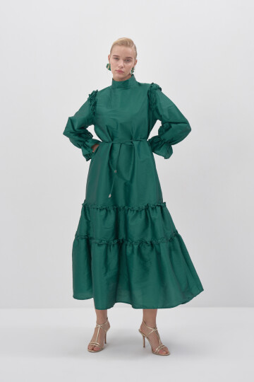 Ruffle Detailed Taffeta Dress