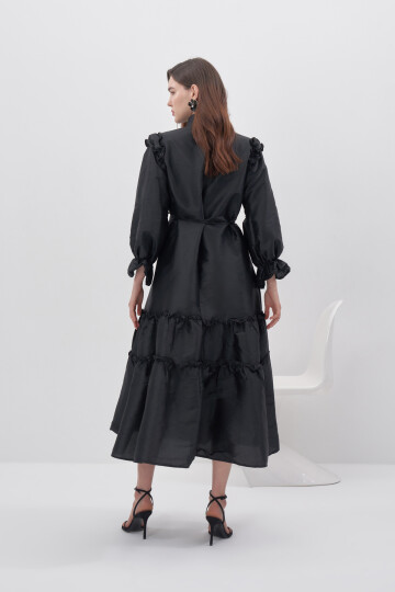 Ruffle Detailed Taffeta Dress