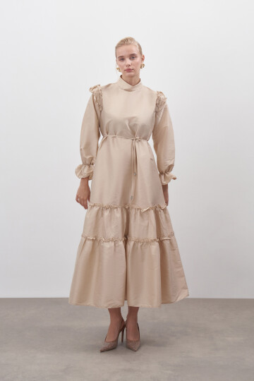 Ruffle Detailed Taffeta Dress