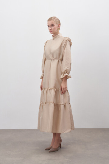 Ruffle Detailed Taffeta Dress