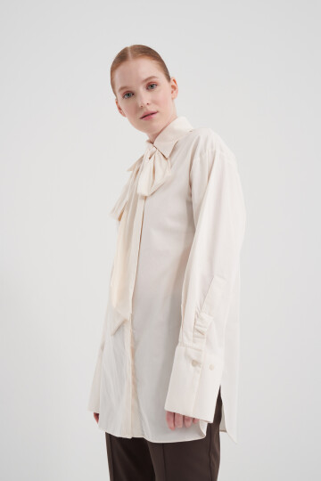 Poplin Shirt with Scarf