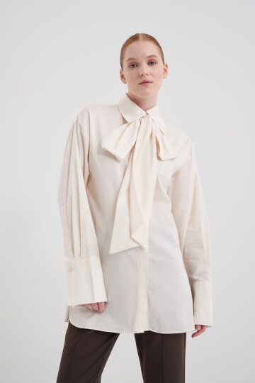 Poplin Shirt with Scarf