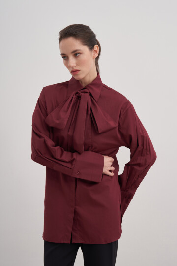 Poplin Shirt with Scarf