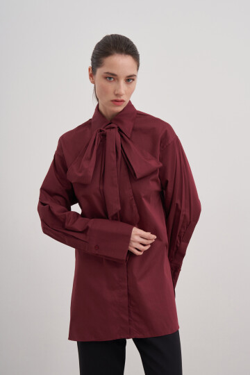 Poplin Shirt with Scarf