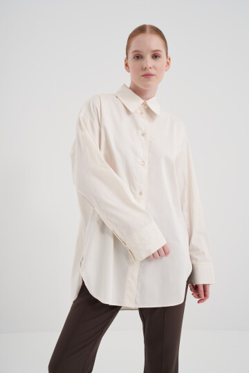 Poplin Shirt with Slit Detail