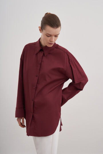 Poplin Shirt with Slit Detail