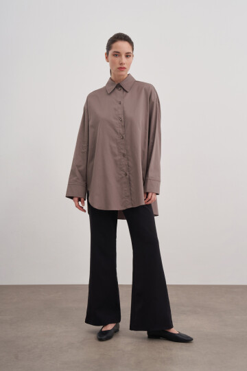 Poplin Shirt with Slit Detail