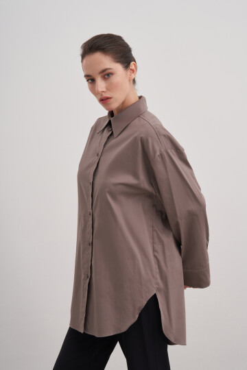 Poplin Shirt with Slit Detail