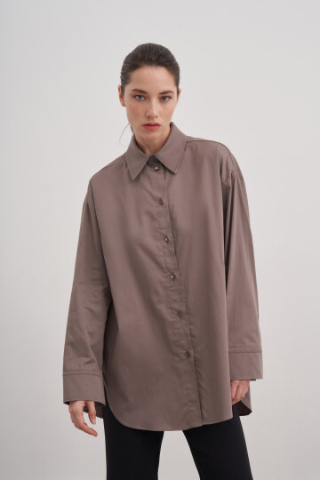 Poplin Shirt with Slit Detail