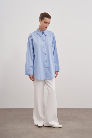 Poplin Shirt with Slit Detail