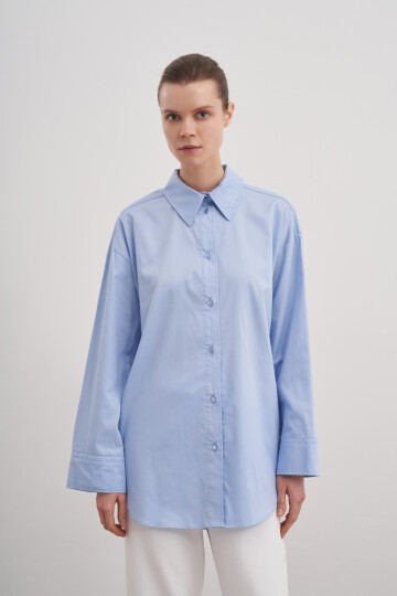 Poplin Shirt with Slit Detail