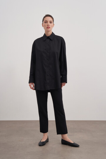 Poplin Shirt with Slit Detail