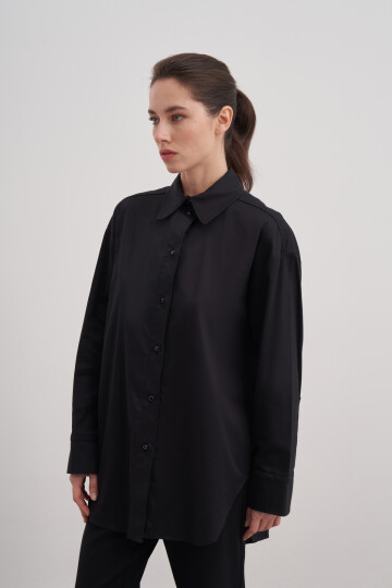 Poplin Shirt with Slit Detail