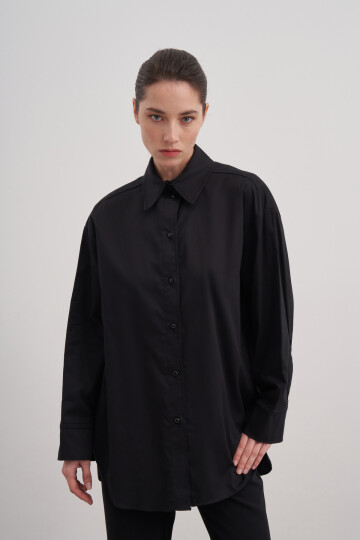 Poplin Shirt with Slit Detail