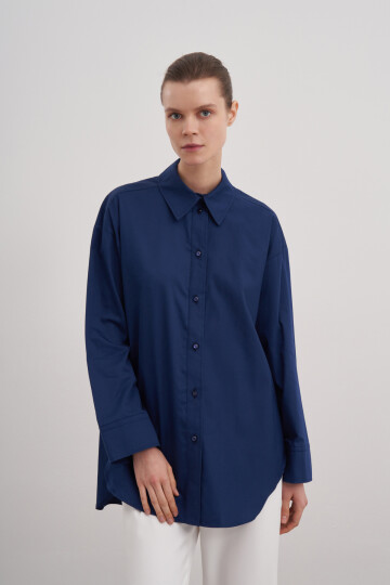 Poplin Shirt with Slit Detail