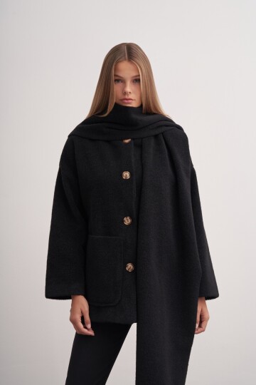 Shawl Detailed Hooded Coat