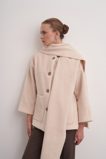 Shawl Detailed Hooded Coat