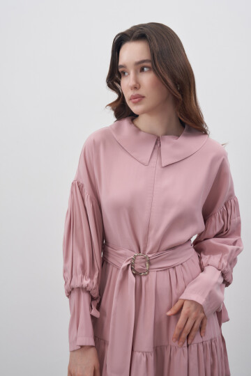 Collar Detailed Modal Dress