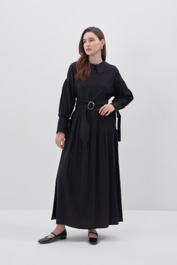 Collar Detailed Modal Dress