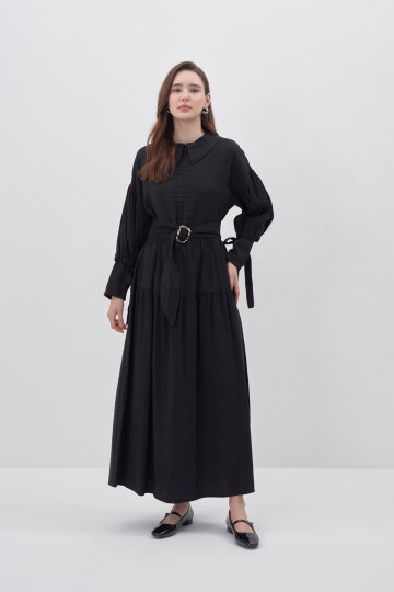 Collar Detailed Modal Dress